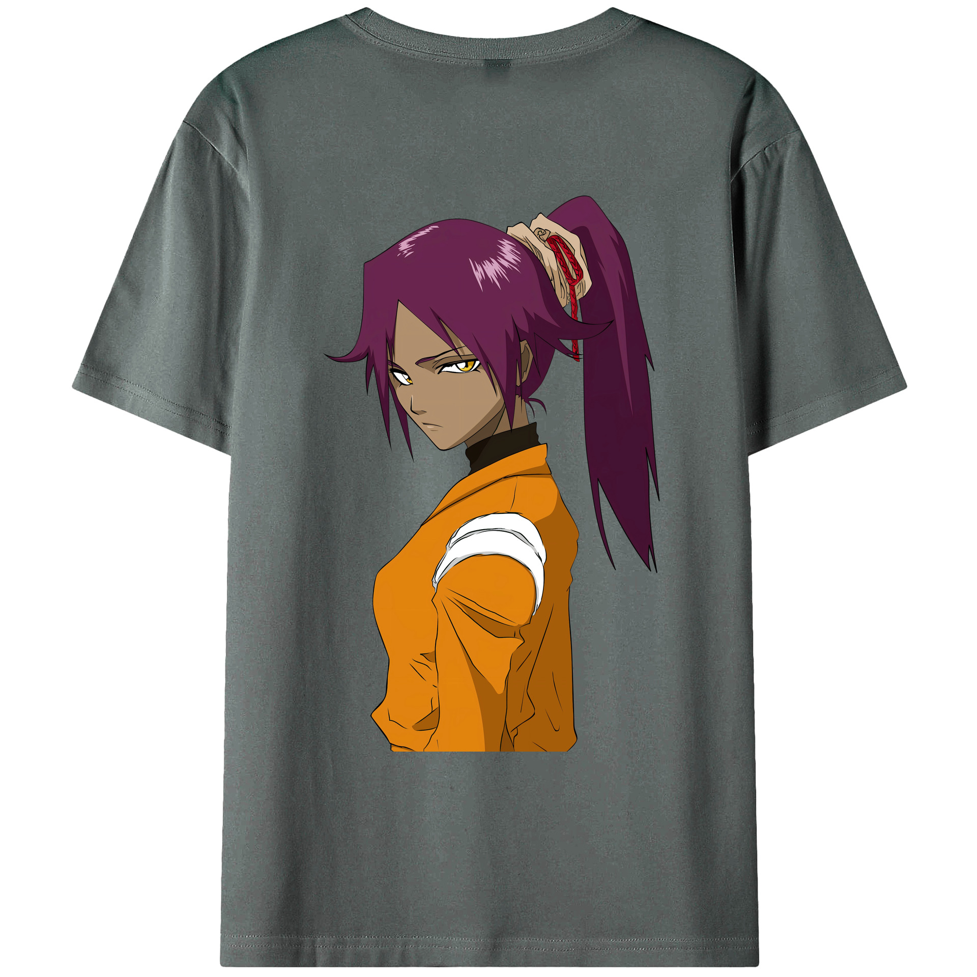 （画像用） ブリーチ 四楓院 夜一（しほういん よるいち） BLEACH Shihouin Yoruichi 綿100％ メンズ半袖Tシャツ（バックプリント） 通気性